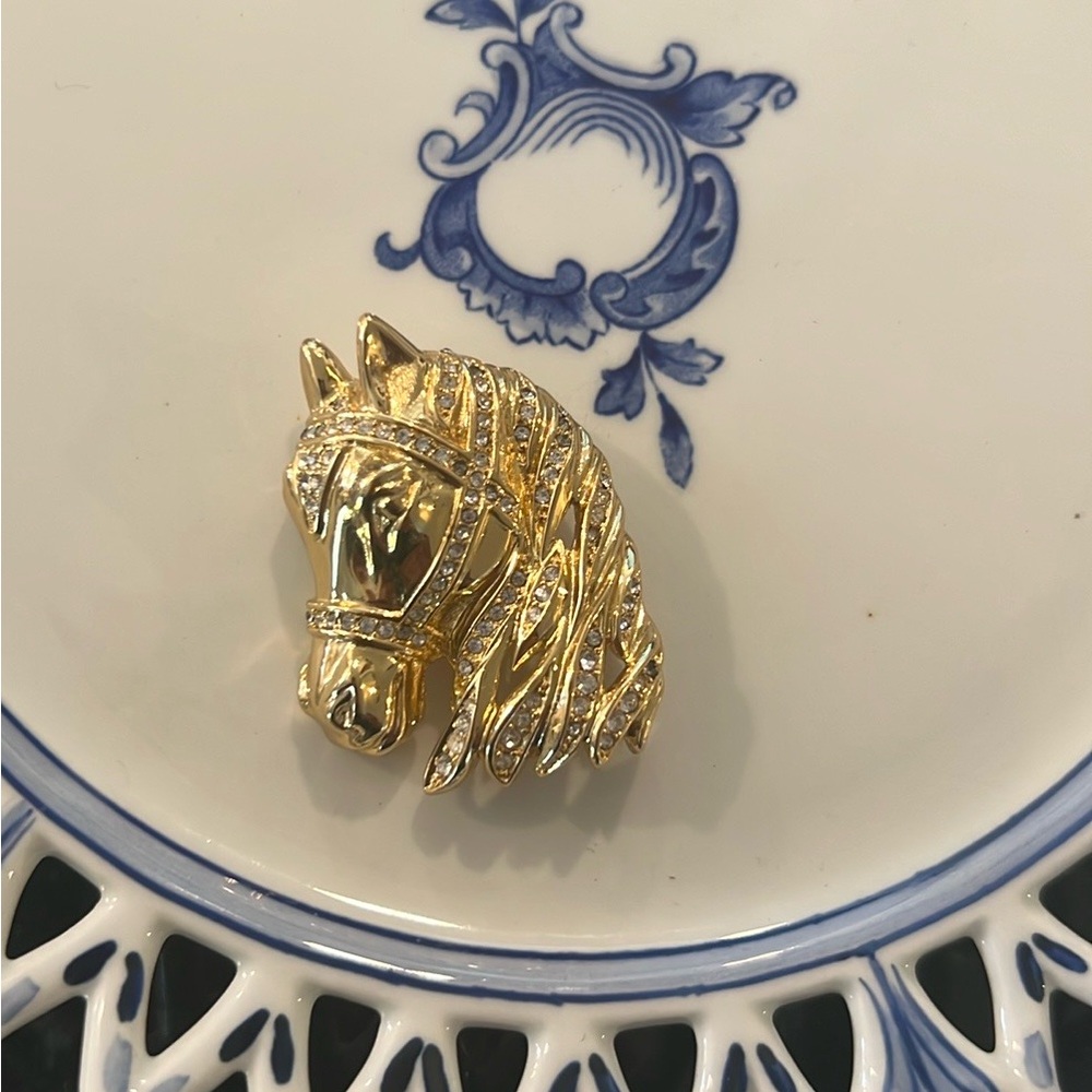 Christian Dior Vintage Rare Horse Pin with Swarovski Crystals 🐴✨